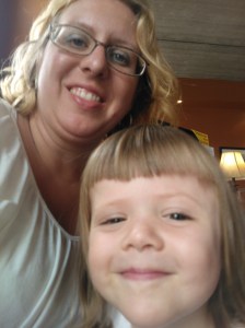 Sept 2012 - out for lunch (Athena's favourite activity) shortly after adoption